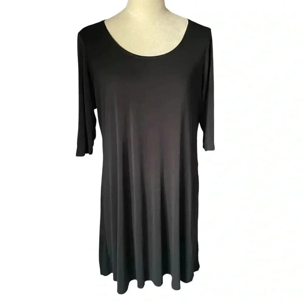Eileen Fisher Women Silk Dress L Minimalist‎ Staple Piece Lagen Look Capsule